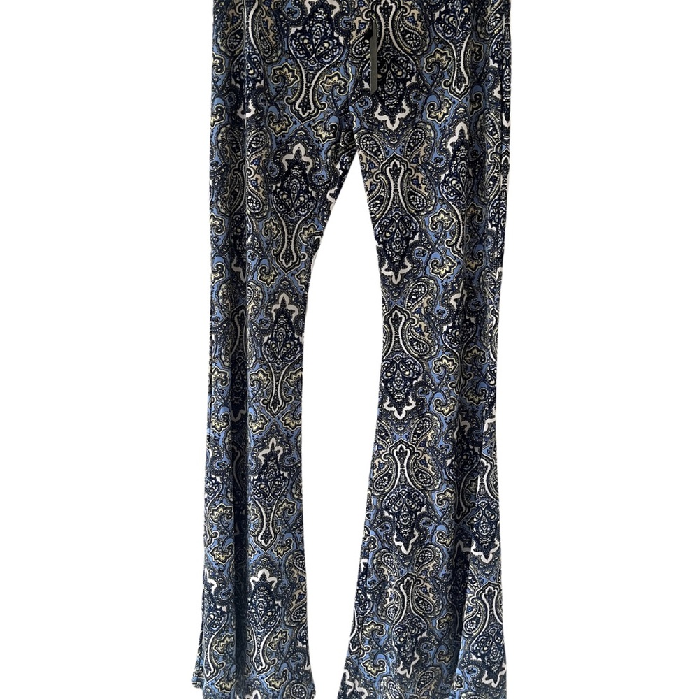 πΉFASHIONOMICS Women's Boho Print Solid Stretchy Bell Bottom Flare Palazzo Pants